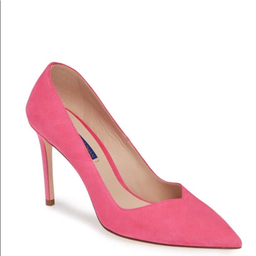 Stuart Weitzman Pink Suede Pointed-Toe Stiletto Pump
